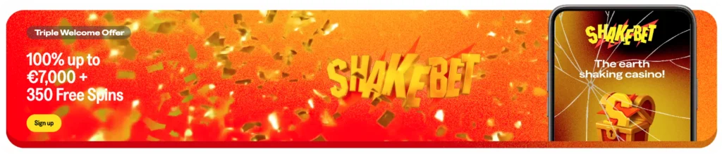 shake bet bonus 100% up to